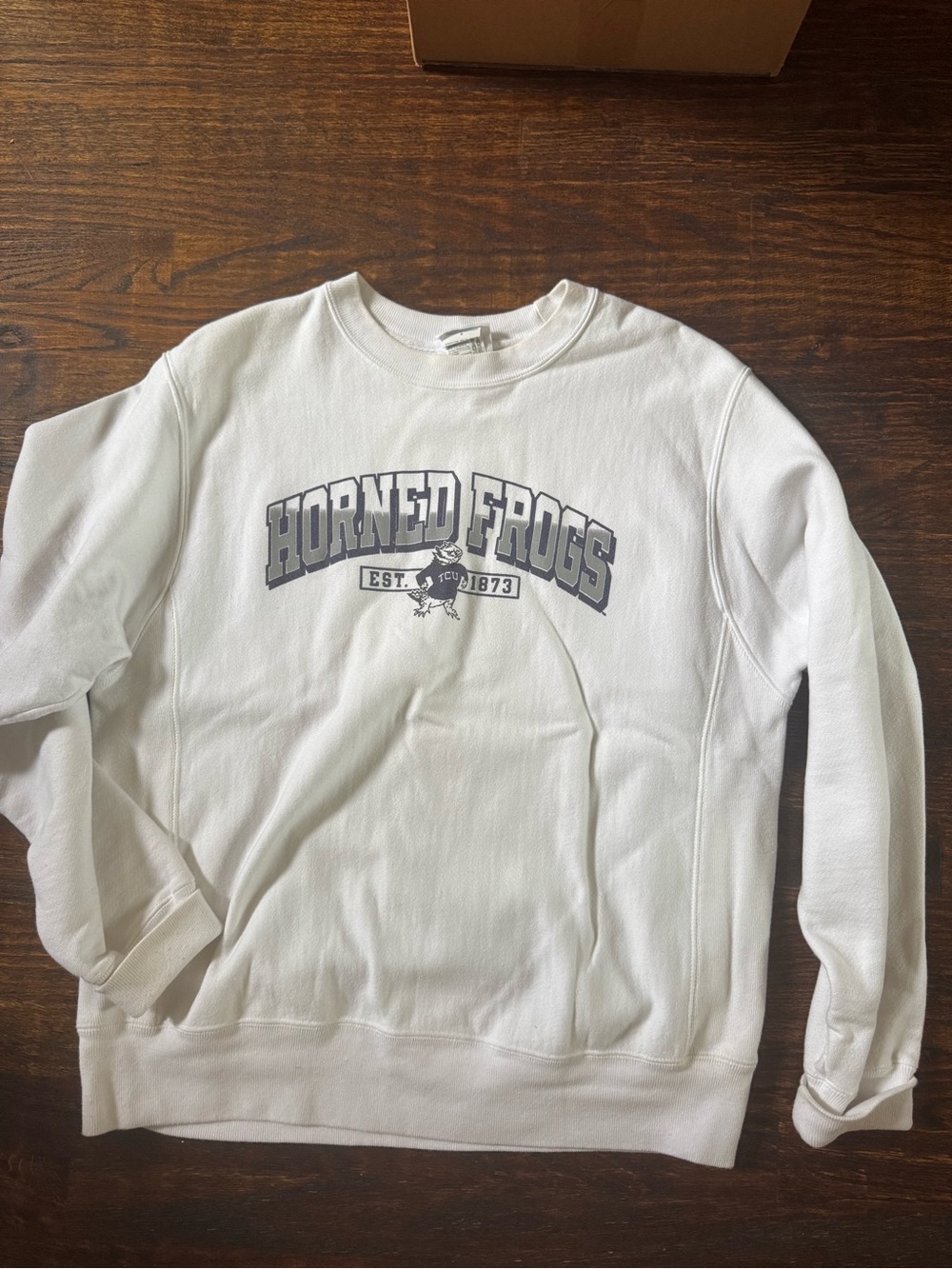 Champion White "Horned Frogs" Crewneck Sweatshirt
